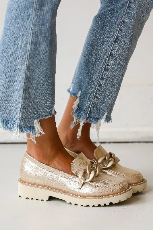 Fresh Fashion Discounts Going Your Way Gold Platform Loafers