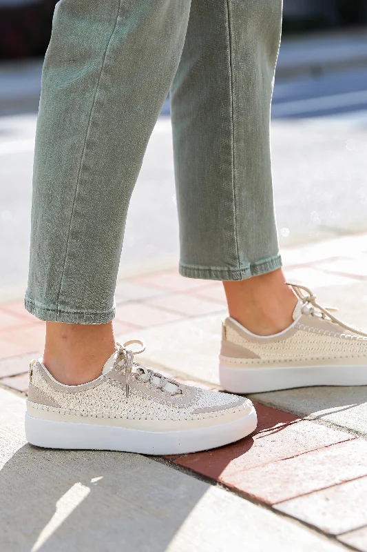 Easy Elegance Sales FINAL SALE - Stay On Course Cream Crochet Platform Sneakers
