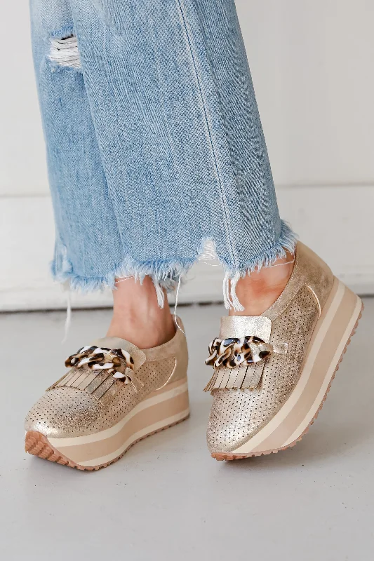 Sophisticated Street Style Offers FINAL SALE - Teach You How Gold Platform Sneakers