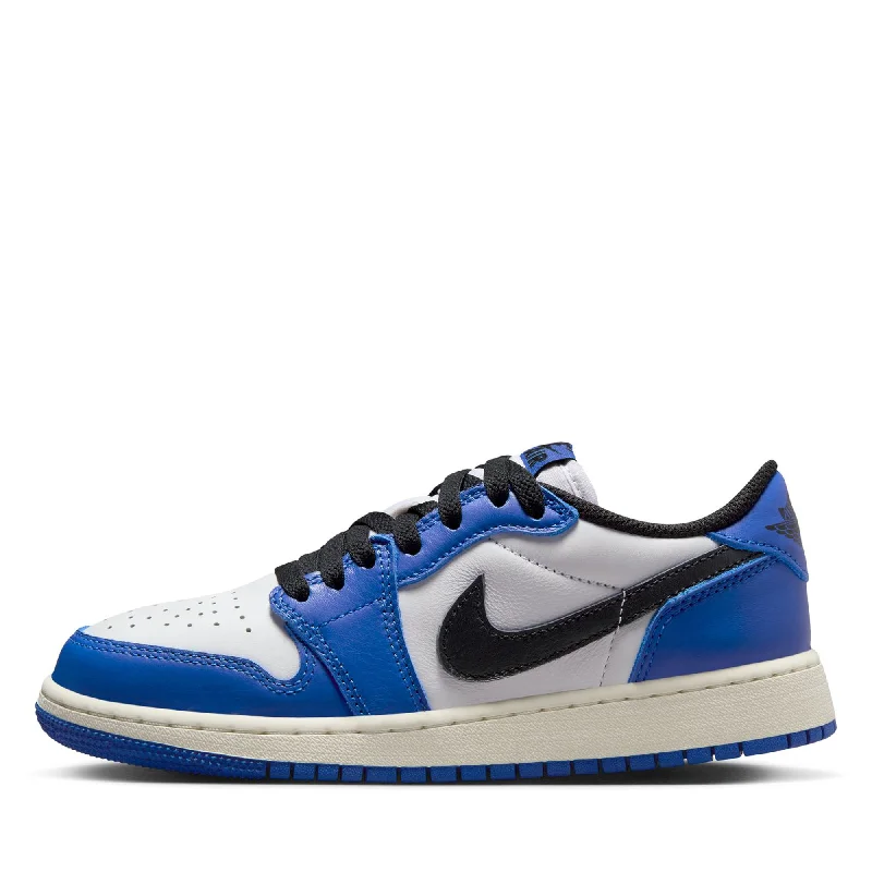 Women's Designer Boots Air Jordan 1 Low OG 'Game Royal' (GS)- White/Black