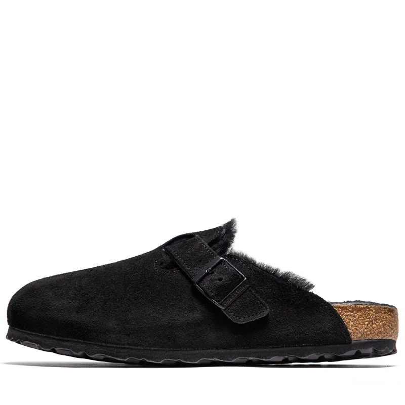 Sporty Fashion Offers Birkenstock Boston Shearling Suede - Black