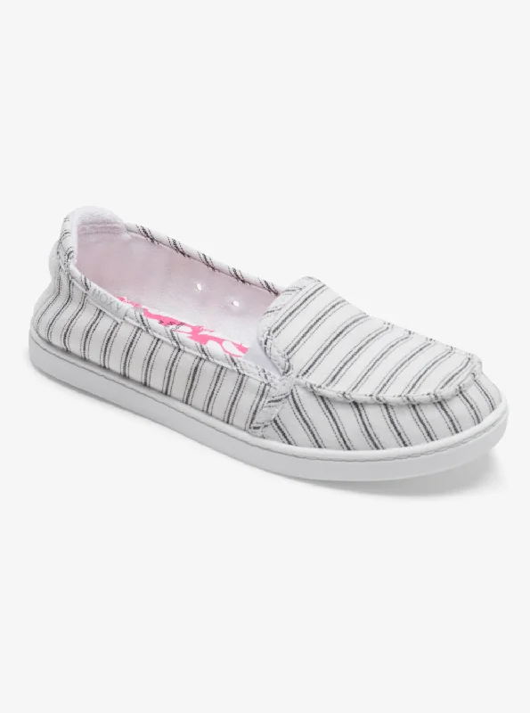 Stylish Walking Shoes Minnow Slip-On Shoes - White/Black Pinstripe
