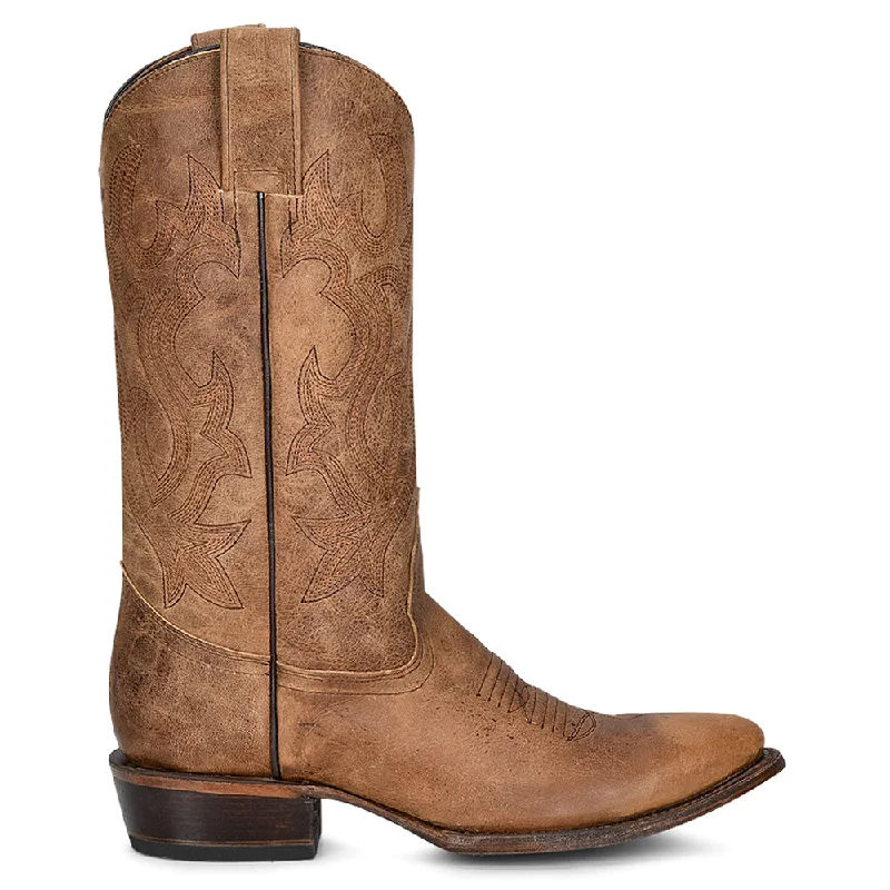 Trendy Pulse Mn Tan Embroidery Round Toe Cowboy Booties