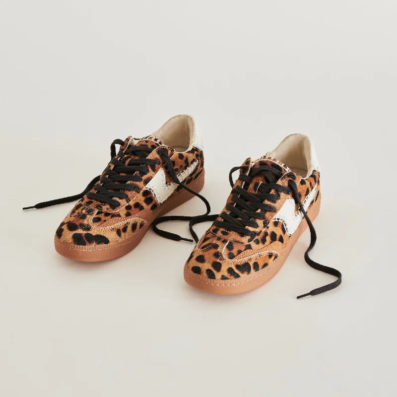 Comfortable Chic NOTICE STITCH SNEAKERS DK LEOPARD CALF HAIR