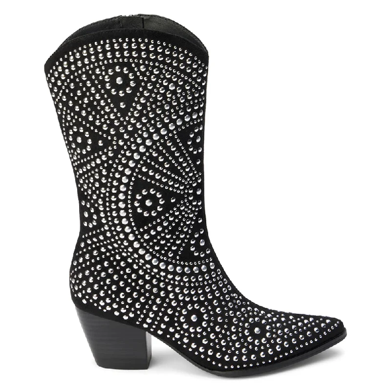 Unleash Your Fashion Twain Studded Zippered Pointed Toe Boots