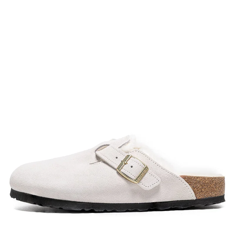Vintage-Inspired Footwear Sale Women's Birkenstock Boston Shearling Suede - Antique White