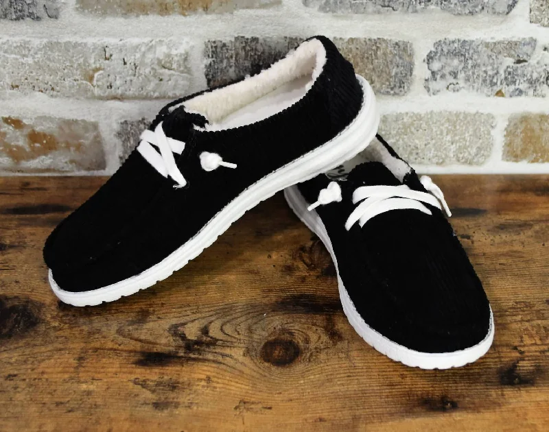 You'Ll Love Us Because Women's Gypsy Jazz Marcy Fashion Sneakers In Black Corduroy