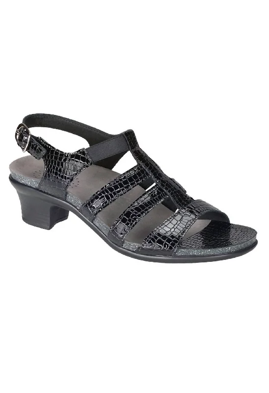 Best Sellers Allegro Heel Strap Sandal - Wide In Black Croc
