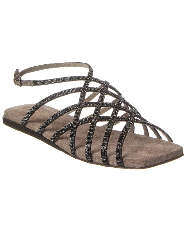 Fashion Forward Brunello Cucinelli Monili Suede Sandal