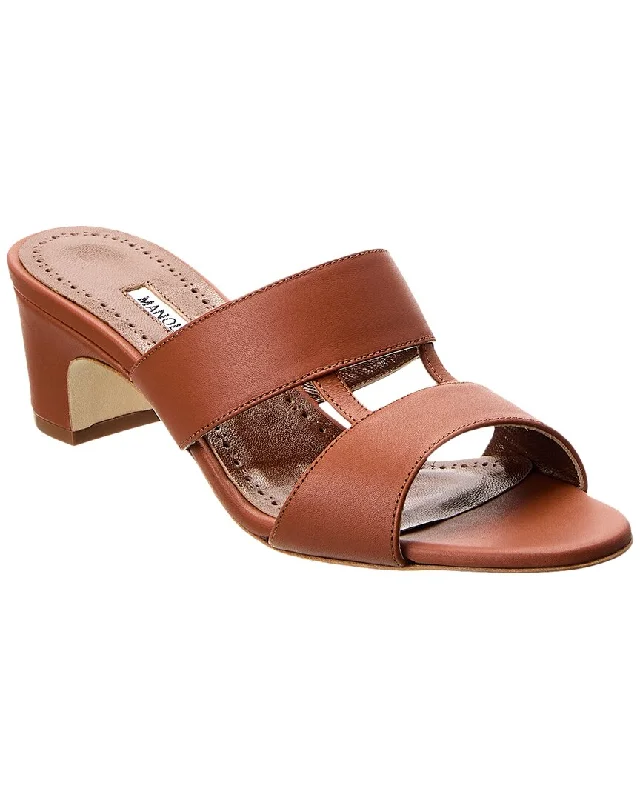 Fashionable Casual Footwear Offers DNU Manolo Blahnik Chus 50 Leather Sandal (Authentic Pre-Owned)