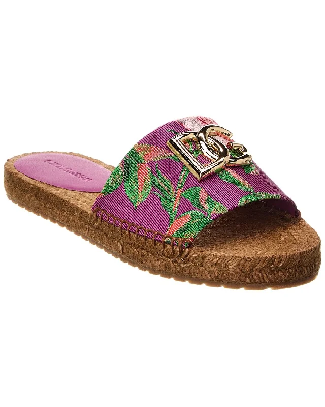 Trendy Threads Dolce & Gabbana DG Logo Leather Espadrille Sandal