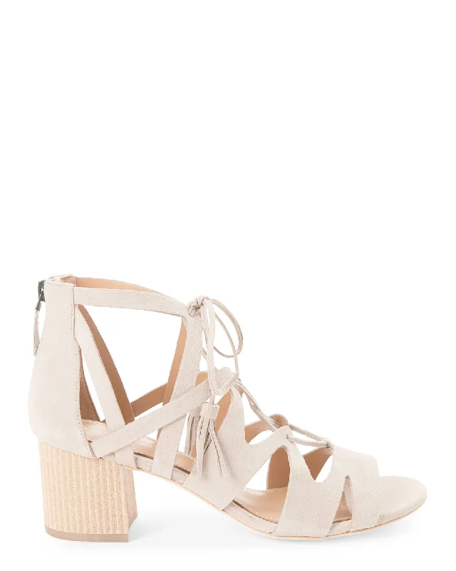 Classy Style Discounts Elie Tahari Burano Tasseled Beige Suede Sandals