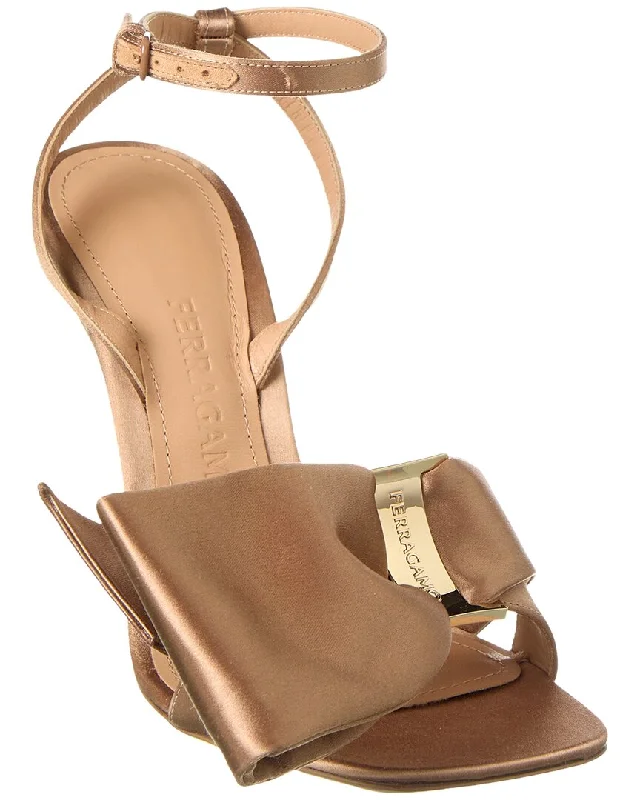 Soft Sole Casual Shoes Ferragamo Helena Bow Satin Sandal