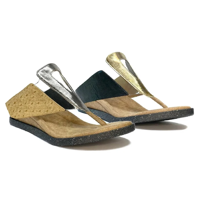 Effortless Slip-On Shoes Grazia Reversible Sandal In Tan/black