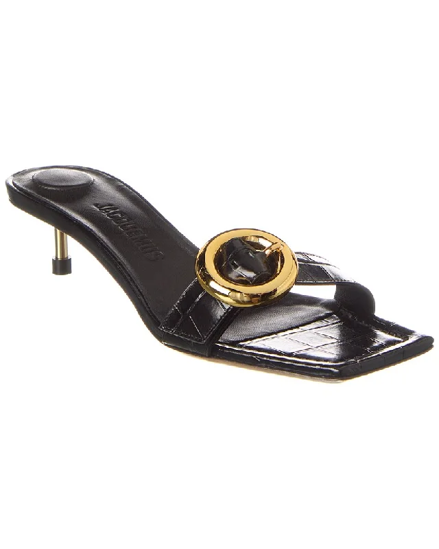 Holiday Discount Jacquemus Regalo Basses Croc-Embossed Leather Sandal