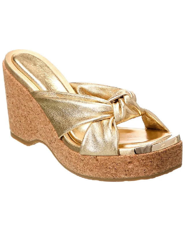 Best Deals Of The Season Jimmy Choo Avenue 110 Leather Wedge Sandal