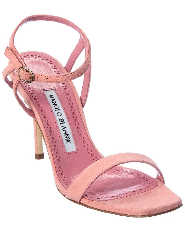 Save Big Manolo Blahnik Elvira 60 Suede Sandal