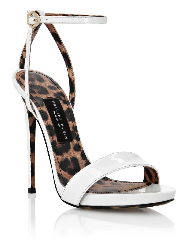 Budget-Friendly Fashion Patent Leather Sandals High Heels Leopard
