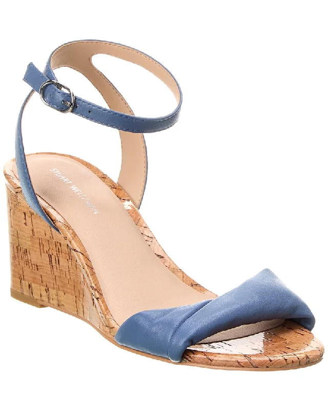 Trendy Styles Stuart Weitzman Everly 75 Leather Wedge Sandal