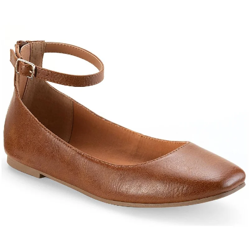 Sale On Sale Sun + Stone Womens Noor Faux Leather Ankle Strap Flats