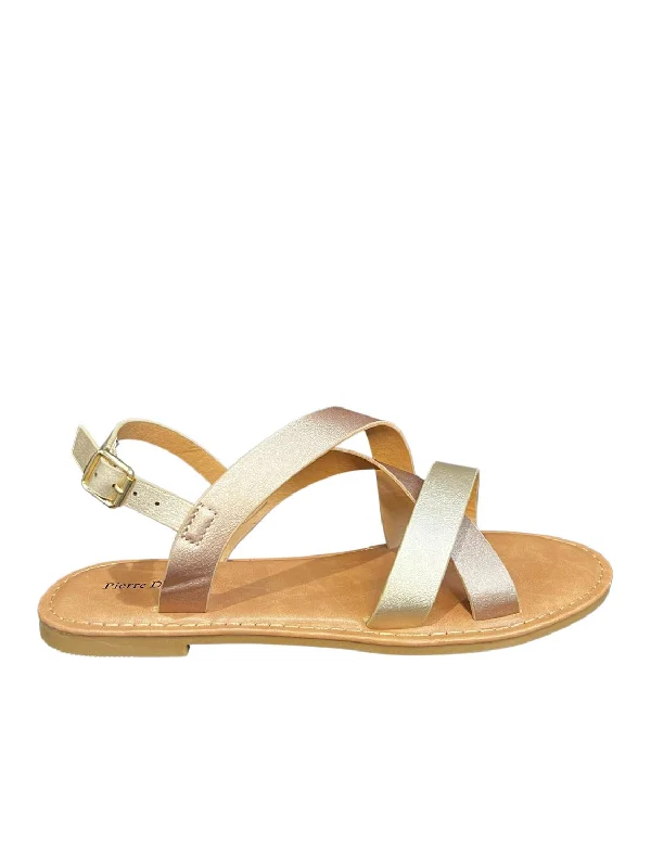 Vibrant Style Promotions Two Tone Sandals In Gold Multi