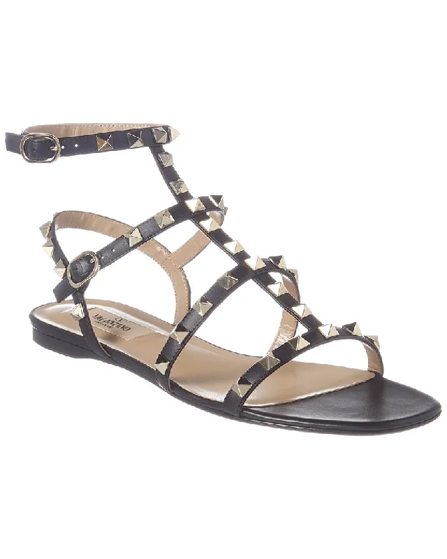 Huge Markdowns Valentino Rockstud Caged Leather Ankle Strap Sandal