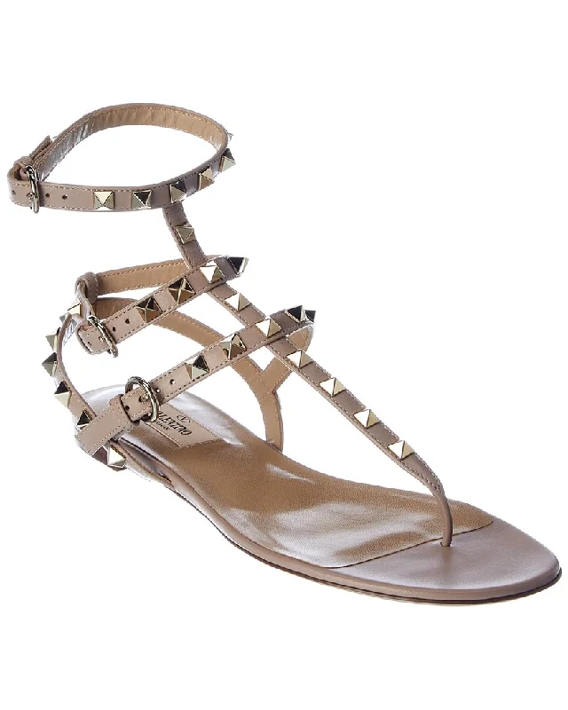 Discount Extravaganza Valentino Rockstud Caged Leather Ankle Strap Sandal