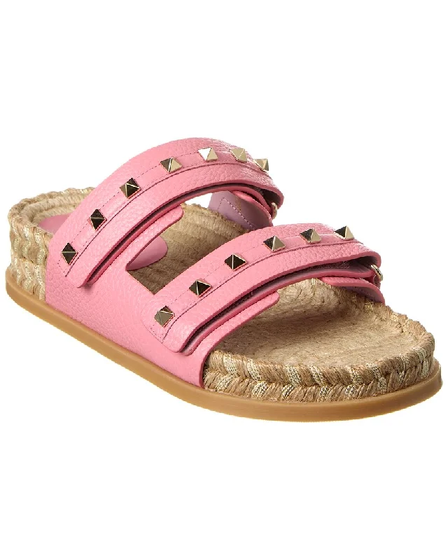 Trend Leading Collection Valentino Rockstud Grainy Leather Sandal