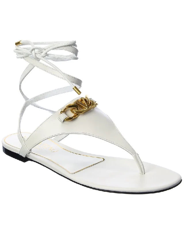 Style Upgrade Valentino VLogo Chain Leather Sandal