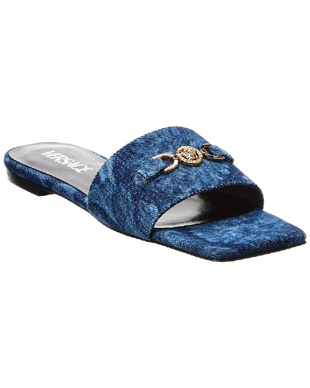 Comfortable Chic Versace Medusa Denim Sandal