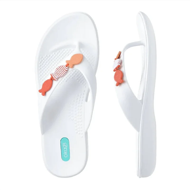 On-Trend Fashion Offers Women Bodie Flip Flops In Salt/guava