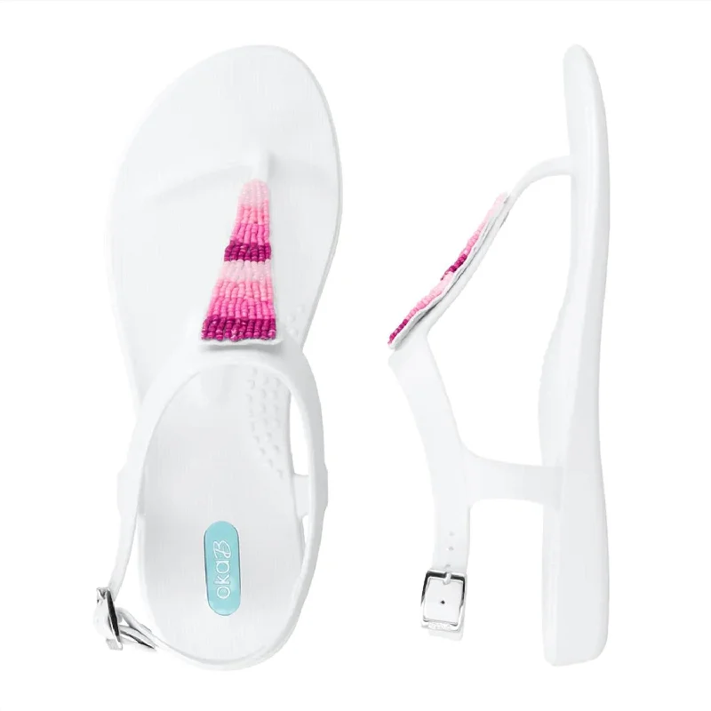 Stupidly Low Prices Women Bri-Beaded Tri Strap Sandal In Salt/fuchsia