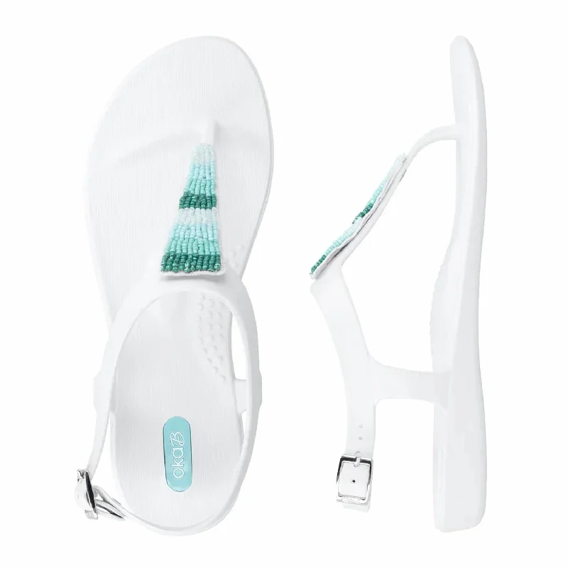 Fall Sale, Prices Drop Women Bri-Beaded Tri Strap Sandal In Salt/sea Glass