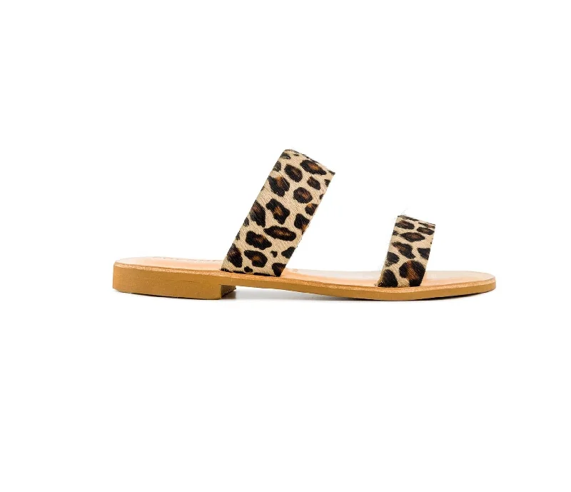 Trend Leading Collection Women Leather Slide In Pony Leopard