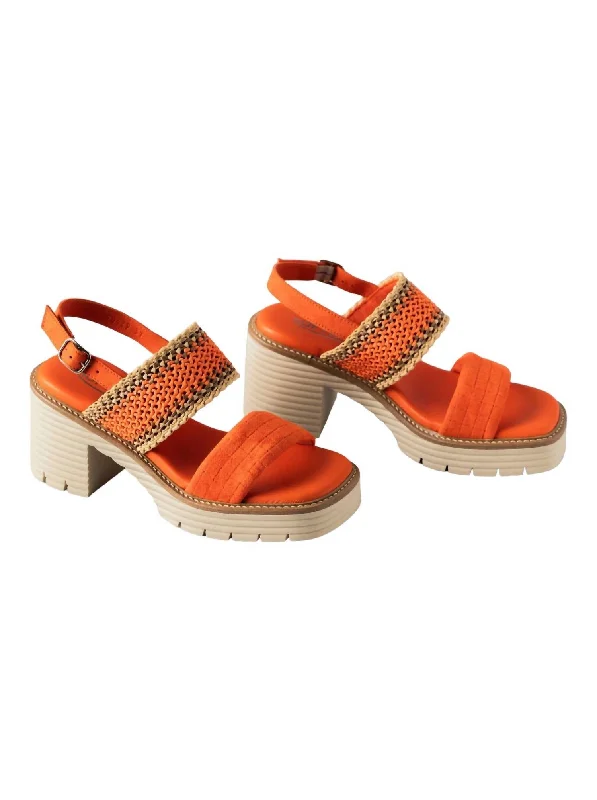 Feminine Luxe Style Sale Women's Becka Platform Sandals In Orange Velour/tresse