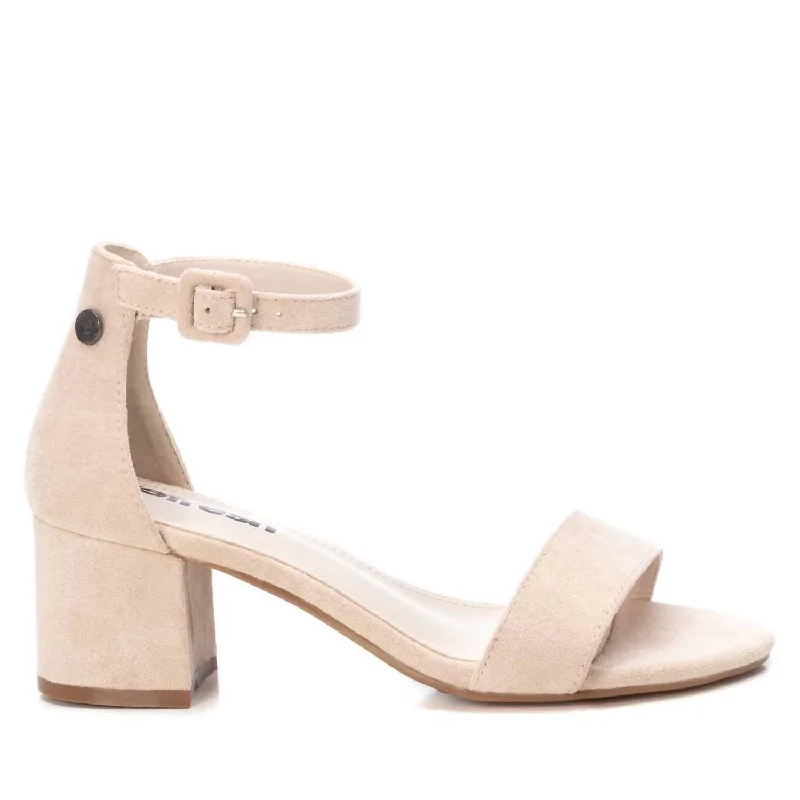 Comfortable Urban Shoes Women's Block Heel Suede Sandals In Nude
