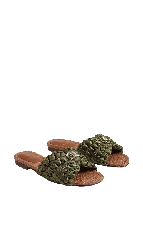 Pastel Styles Women's Bridget Slide Sandal In Moss Green Ribbon