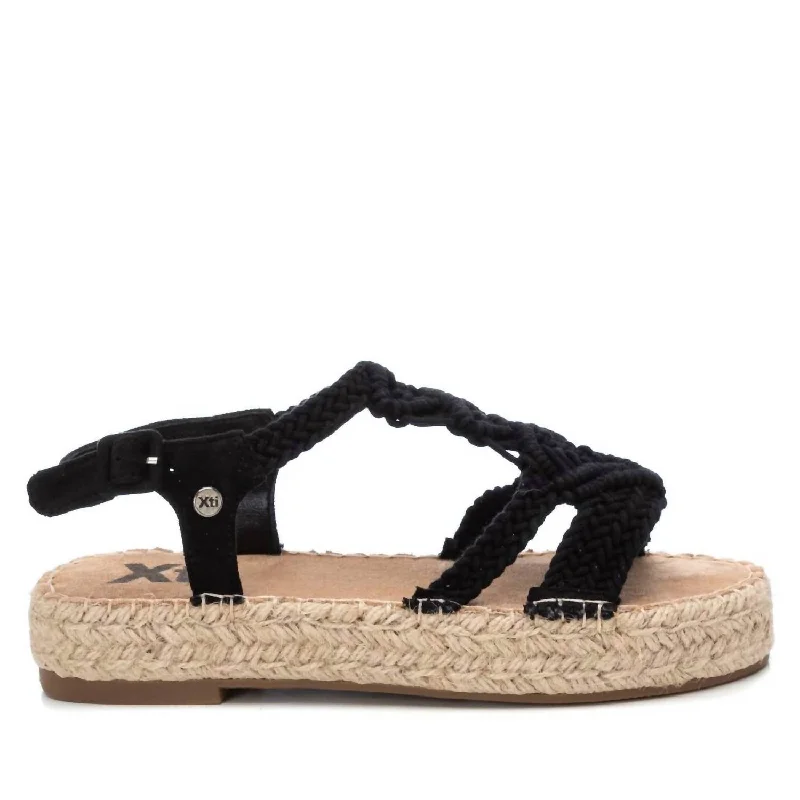 Casual Chic Deals Women's Crossed Macrame Sandals In Black