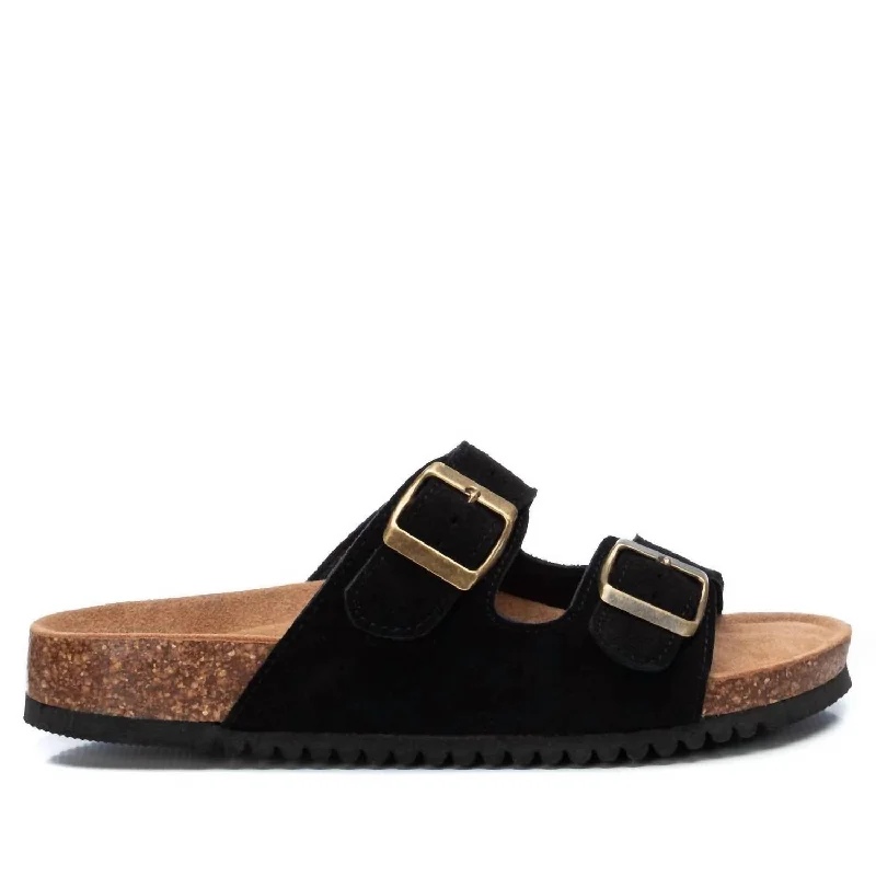 On-Trend Fashion Offers Women's Double Buckle Sandals In Black