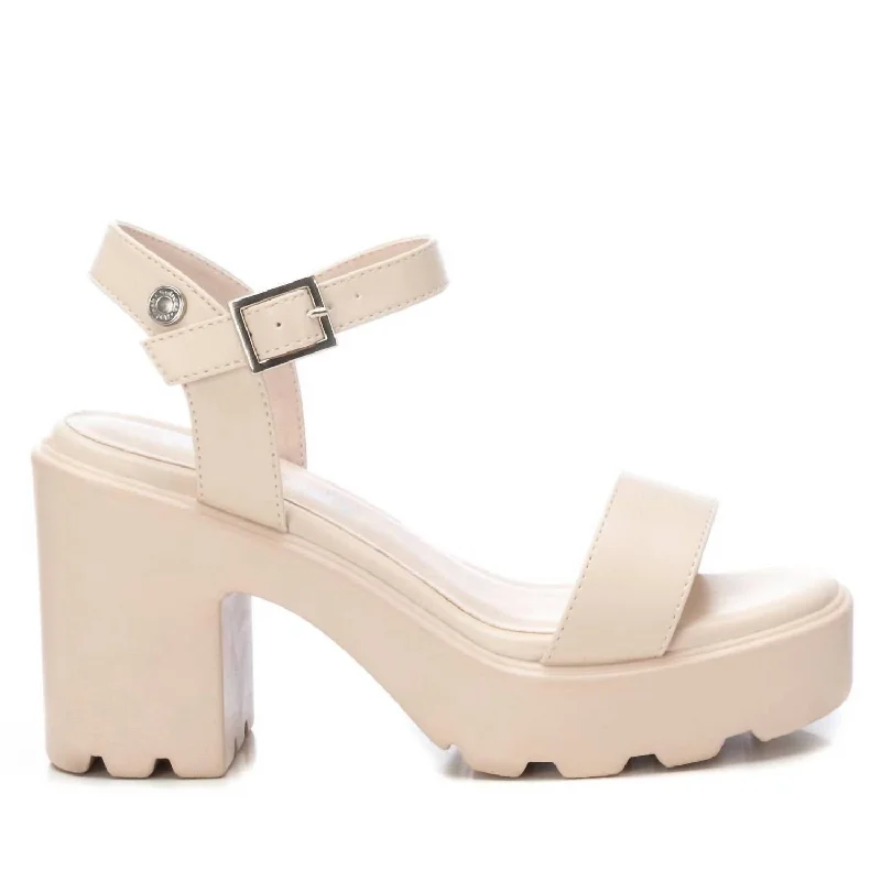 Chic Style, Always In Vogue Women's Heeled Sandals In Beige