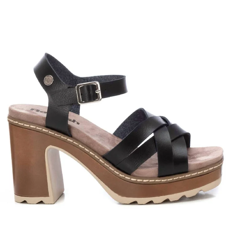 Comfortable Casual Loafers Women's Heeled Sandals In Black