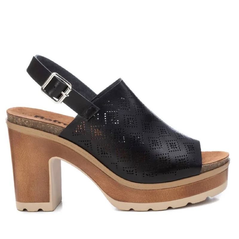 Comfortable Chic Women's Heeled Sandals In Black