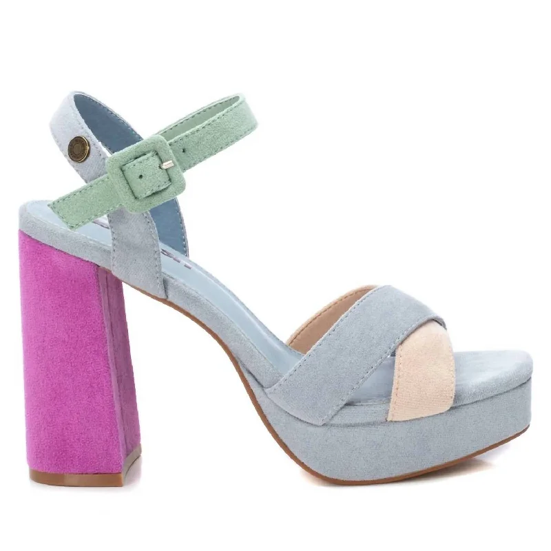 New Season Fashion Preview Sale Women's Heeled Suede Sandals In Multicolor