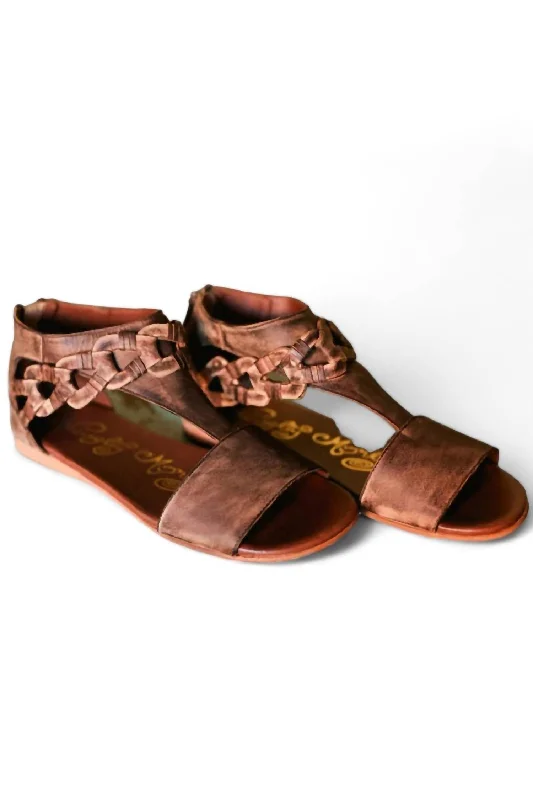 Modish Fashion Discounts Women's Hippie Hollow Distressed Genuine Leather Sandals In Brown