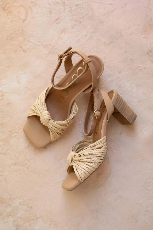 Urban Style Promotions Women's Joyce Raffia Knotted Strap Heel In Natural