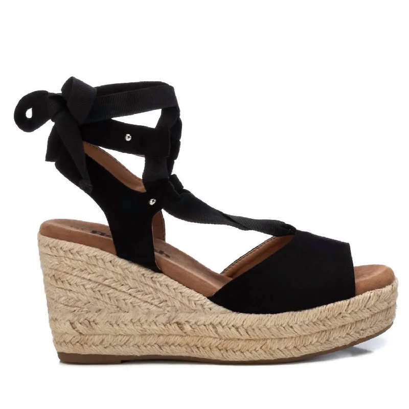 Hot Picks Women's Jute Wedge Sandals In Black