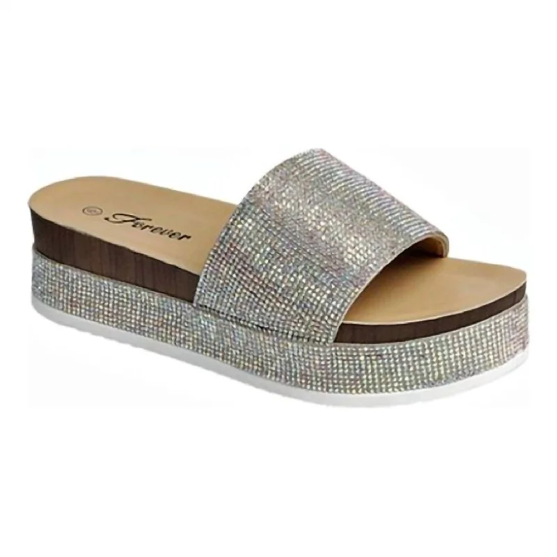 Sale Event, Prices Rock Women's Rhinestone Platform Slip On Sandals In Iridescent