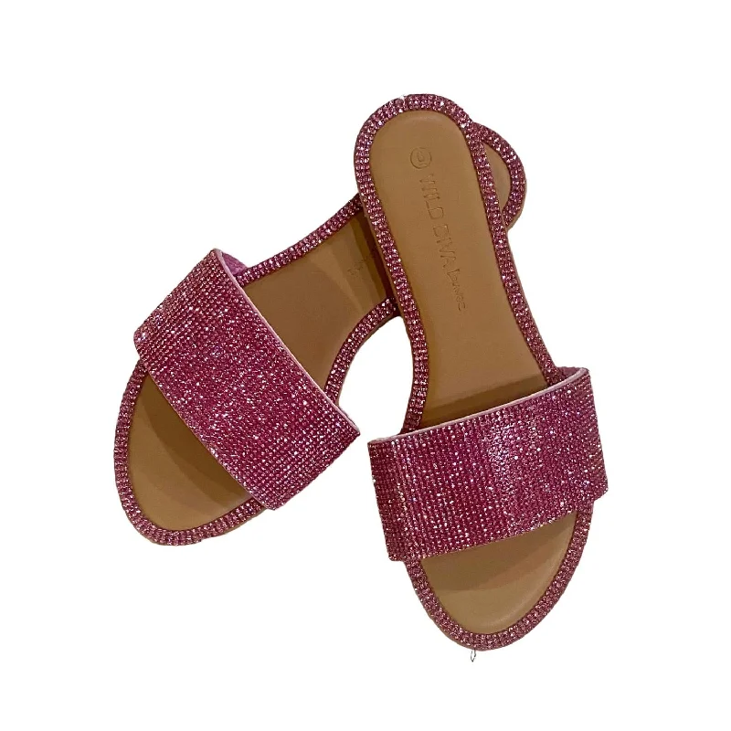 Premium Boots Discounts Women's Rhinestone Wide Strap Sandals In Pink