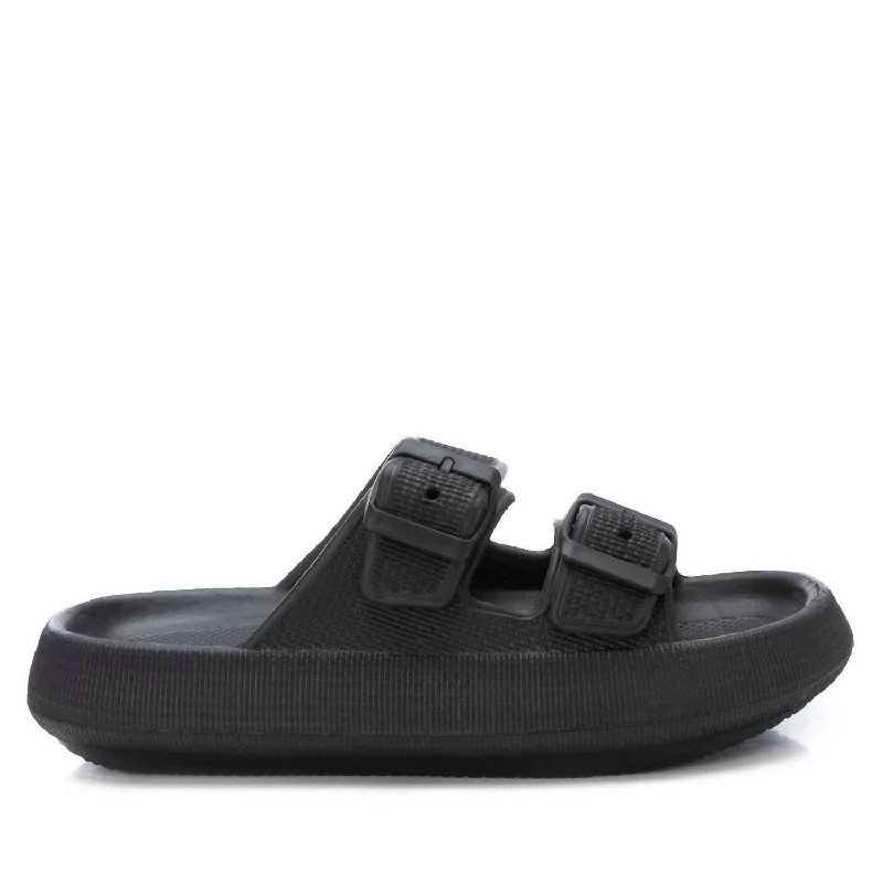 Seasonal Clearance Women's Rubber Flat Sandals In Black
