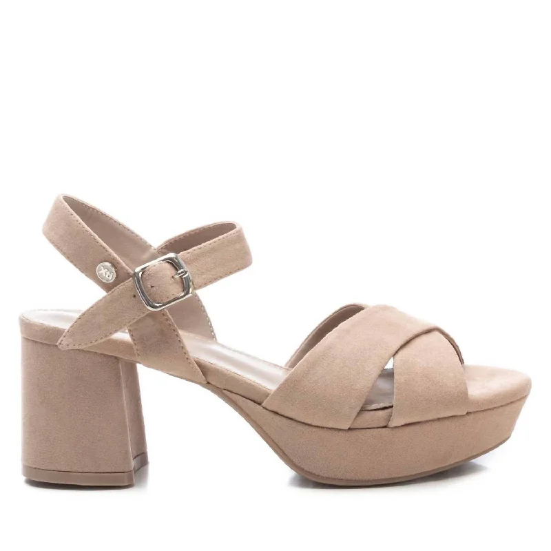 Holiday Attire Sale Women's Suede Cross Strap Sandals In Beige